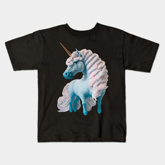 Cotton Candy Unicorn Kids T-Shirt by AI INKER